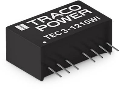 Black Traco Power connector with the inscription 'TEC 3-1210WI', fitted with multiple metal pins for electronic connections.