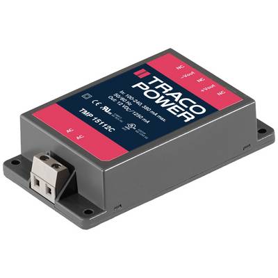 A Traco Power electric module, TMP 15112C, shown with labels for input (AC) and outputs (+Vout, -Vout, NC).