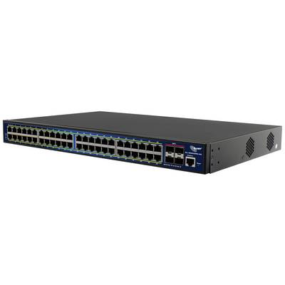 A network switch with 48 Ethernet ports and multiple LED indicators on the front panel. Device suitable for rack mounting.