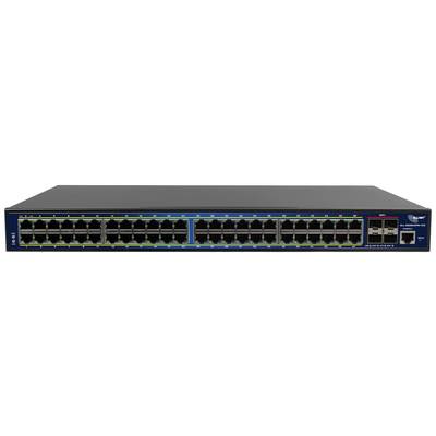 A network switch with 48 Ethernet ports and 4 additional ports for enhanced connections. Suitable for large networks.