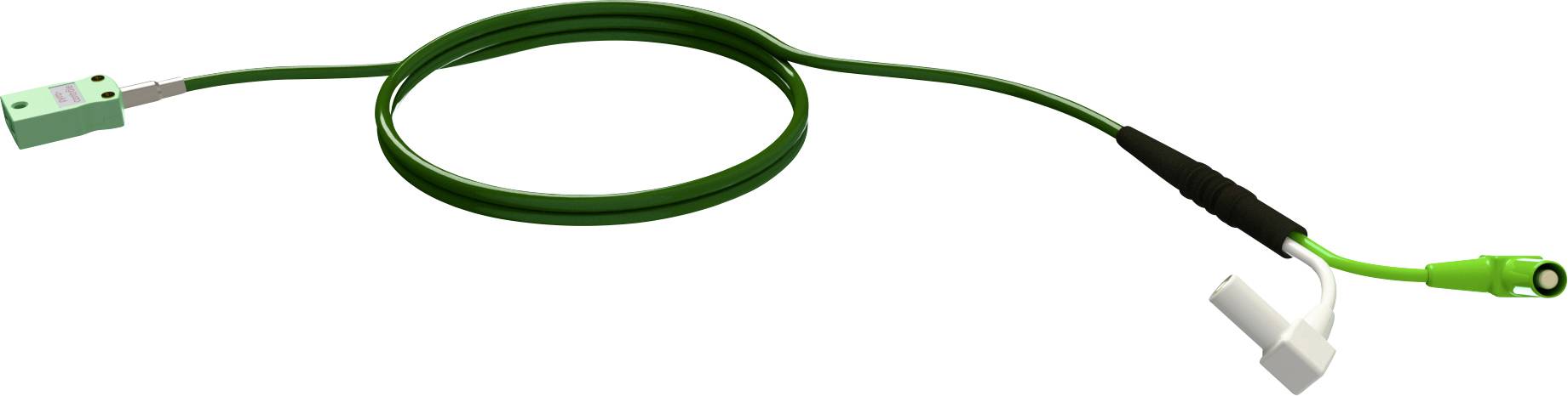A green optical cable with a square adapter at one end and a white-green connector at the other end, set against a white background.