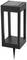 Black, solar-powered garden light in a rectangular, open design with a stake for ground installation.