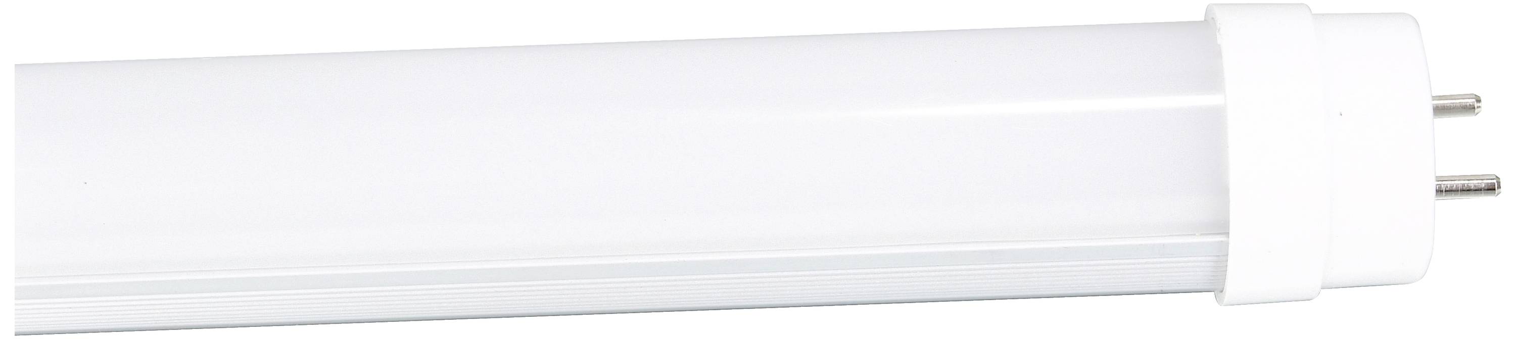 White LED tube with two connection pins, suitable for lighting systems.
