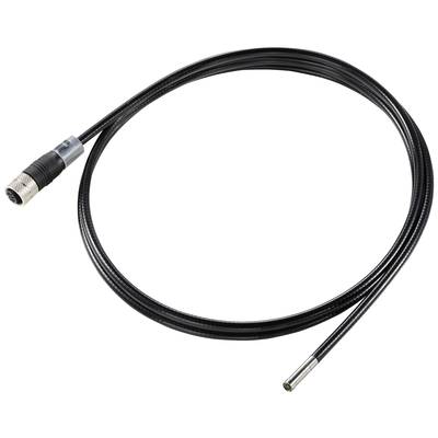 A black flexible cable with a connector at one end and a metallic sensor component at the other end.