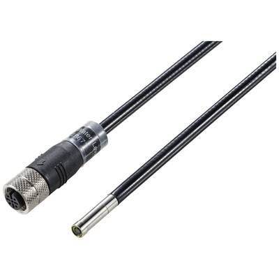 A black cable with a round, metallic plug on one side and an elongated, cylindrical sensor on the other side.