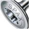Metal screw with 'SPAX' engraving on the upper part of the head, displaying industrial design and craftsmanship.