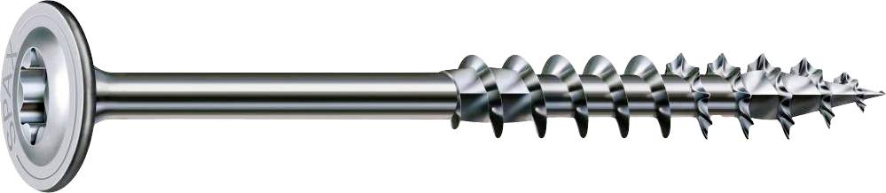 Metal screw with cross-head drive, flat head, and external thread. Suitable for metal or wood connections.