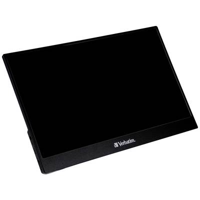 Portable Verbatim monitor with a slim design and matte black surface. Ideal for mobile working and presentations.
