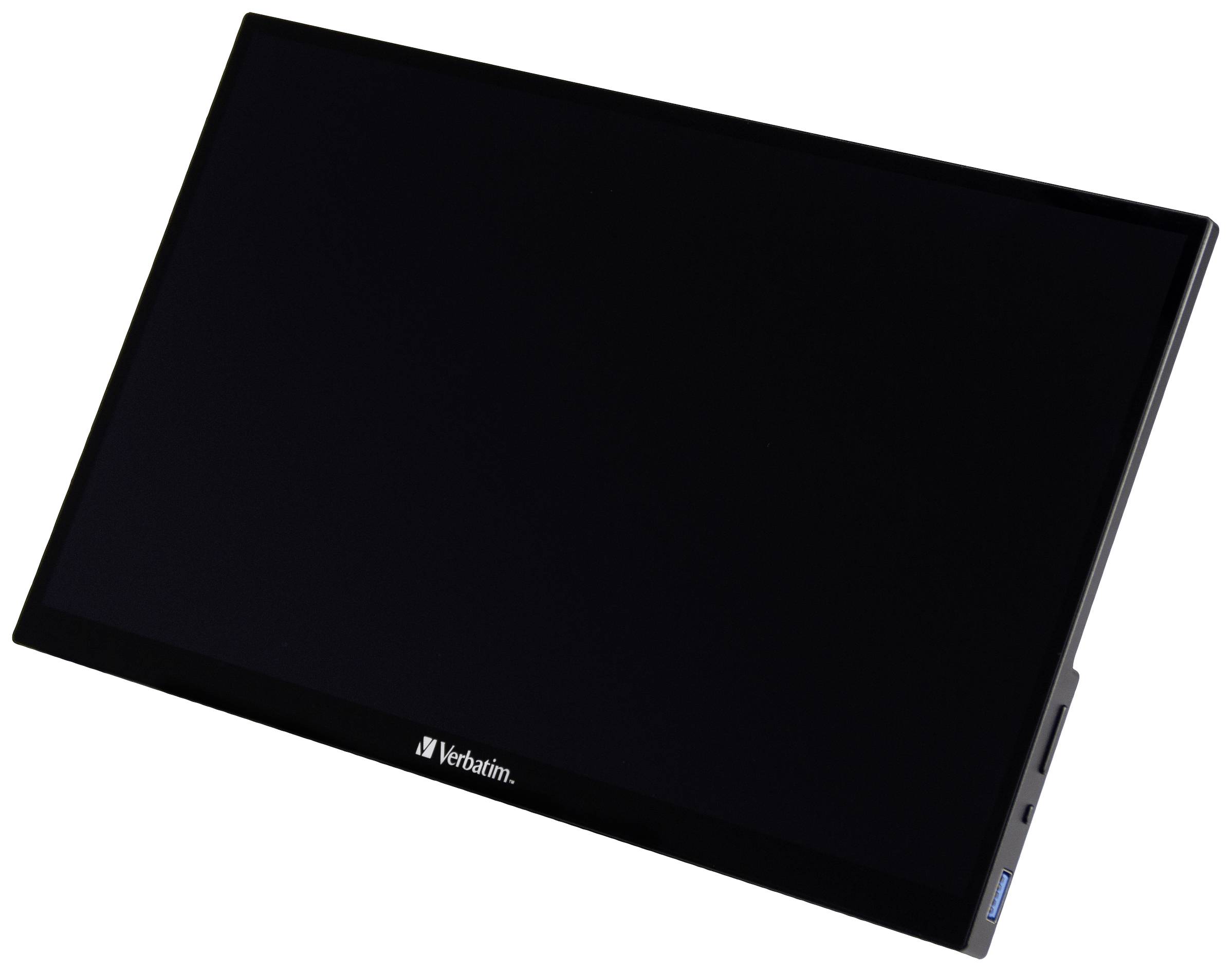 Portable monitor by Verbatim, black, front view.