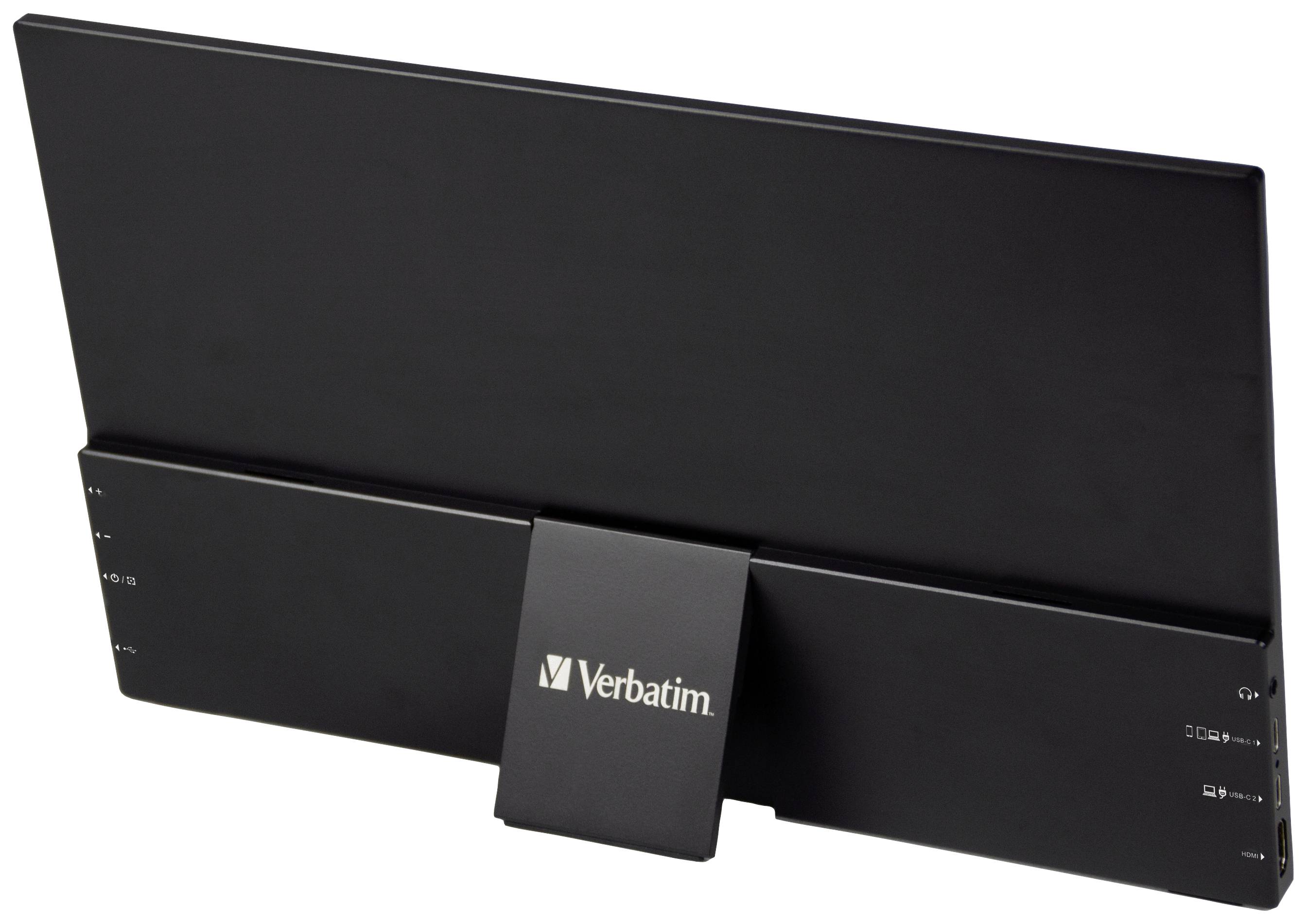 A black Verbatim laptop stand with a minimalist design that supports ergonomic working posture.