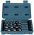 Blue plastic box with six metal drill bits in various sizes. Lid open, drill bits neatly inserted.