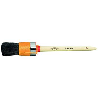 A round painter's brush with black bristles and orange thread, on a light handle with the inscription '2335 30 Profi'.