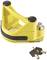 Yellow disc lock with black accents and two keys. Security lock for motorcycles.