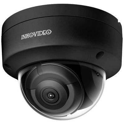 A black surveillance camera with a transparent dome. It bears the inscription 'INKOVIDEO' and is suitable for indoor or outdoor monitoring.