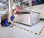 tesa® anti-scratch tape for floor markings – self-adhesive floor marking tape for permanent markings on floors – 20 m x 50 mm red