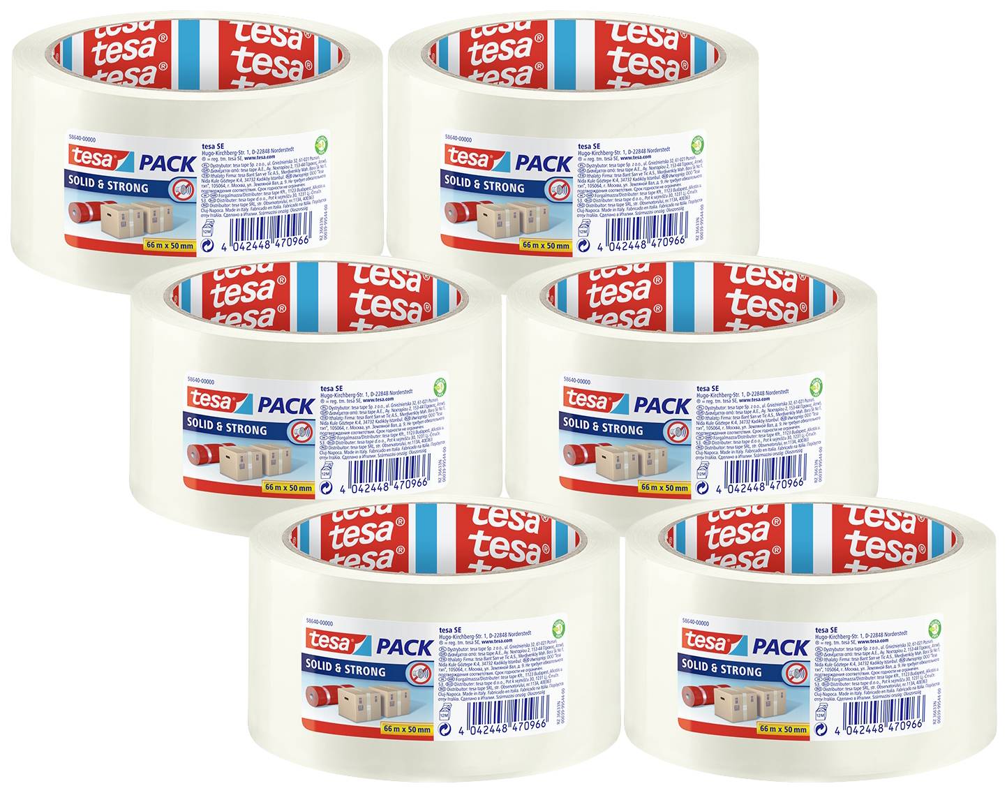 tesa 58640-00500-00 Packaging tape Transparent (L x W) 66 m x 50 mm 6 pc(s)