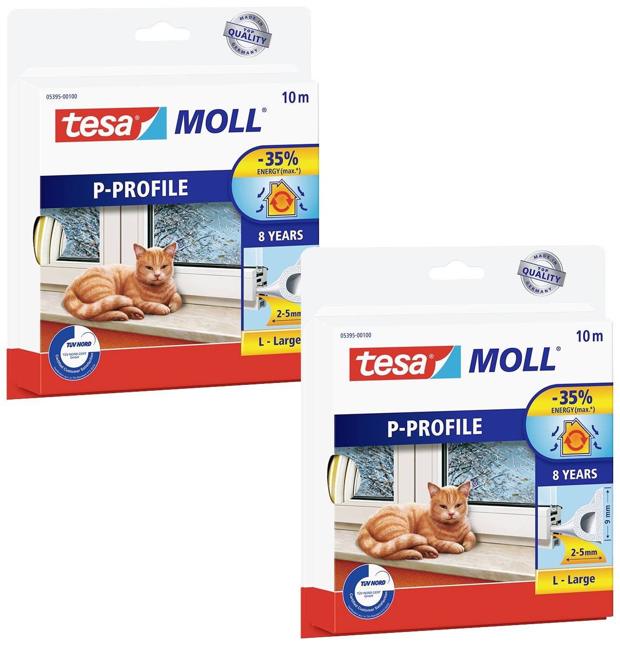 tesa P-PROFIL 05395-00500-00 Draught excluder White (L x W) 10 m x 9 mm 2 pc(s)