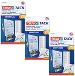 tesa® TACK adhesive kneading in 3-pack - self-adhesive, moldable adhesive pads for attaching light objects to solid surfaces - white, 3 x 80 pieces