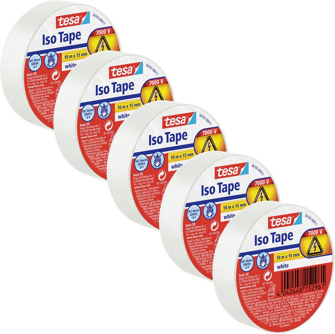 tesa 56192-00503-23 Electrical tape tesa® White (L x W) 10 m x 15 mm 5 pc(s)