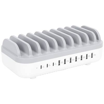 Manhattan 10-Port USB Power Delivery 120 W Battery charger/manager Station IPhone 14, 14 Pro, 14 Pro Max, 13, 13 Pro, 13
