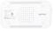 Back of a white 10-port USB charging station with ventilation slots, trademark and technical specifications printed.
