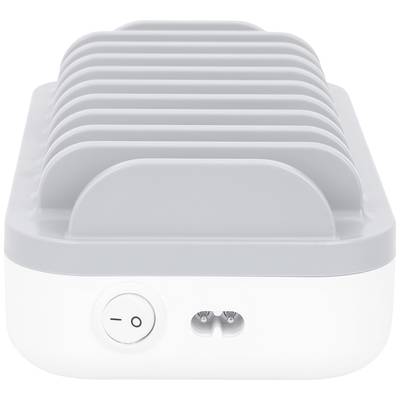 Grey and white device with multiple slots on the top, a power on/off switch on the side, and a ventilation opening.
