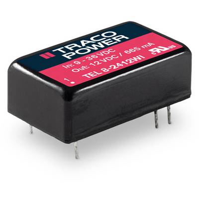 Electronic component with the label 'TRACO POWER'. Specifications: Input 9-36 VDC, Output 12 V/665 mA. Model: TEL 8-2412WI.