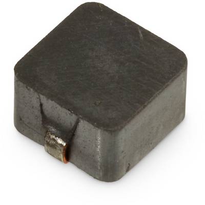 A square electronic component with a grey metal casing and a small metal connector on the side.