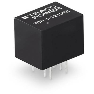 A small black electronic component with the inscription 'TRACO POWER TDN 1-1210WI', featuring multiple metal pins on its underside.