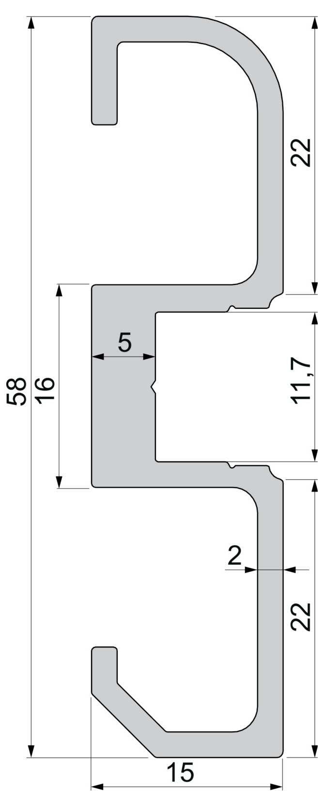 Deko Light 970601 AM-02-10 E-section rail Aluminium (L x W x H) 3 m x 15 mm x 58 mm 3 m-7