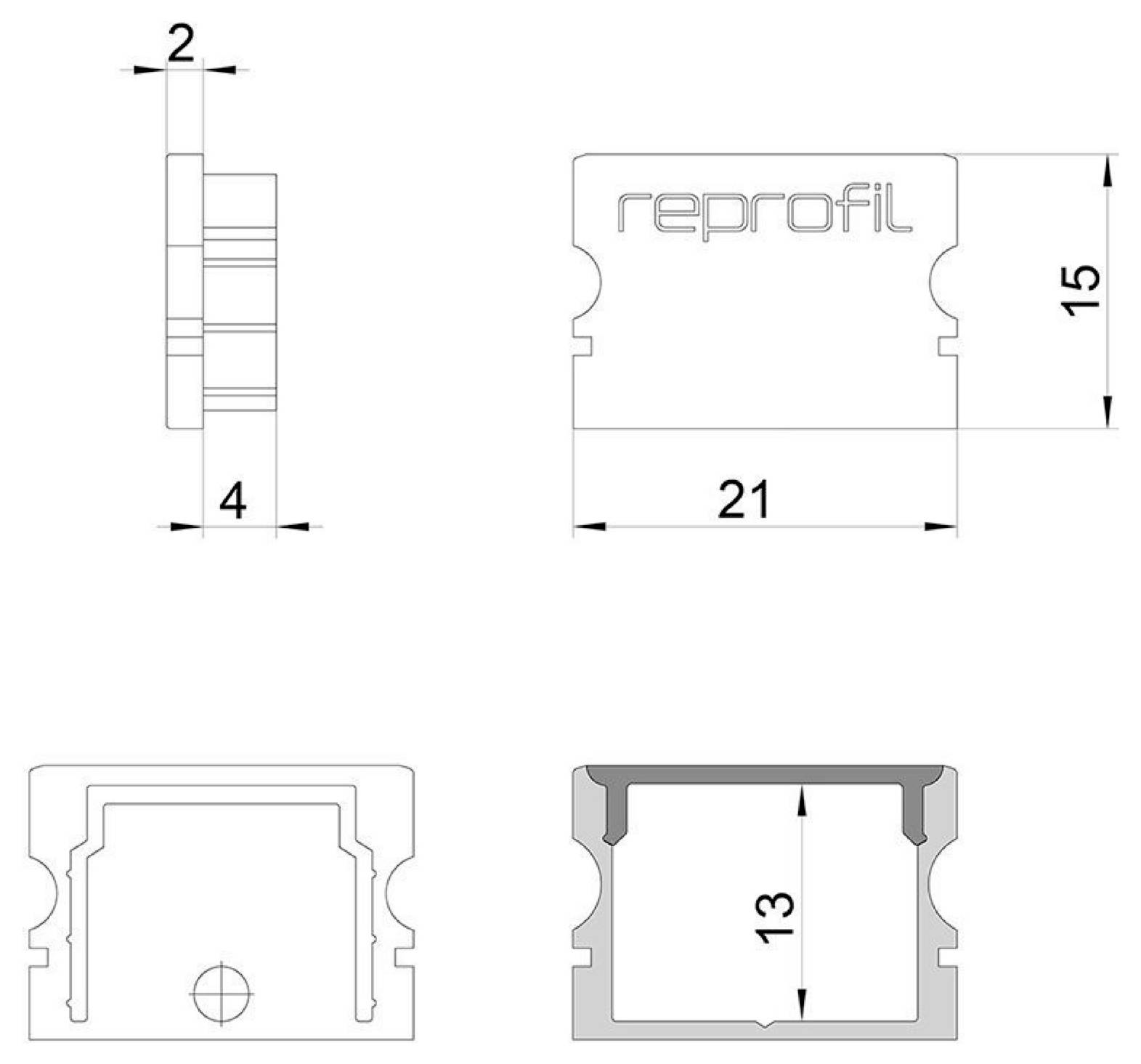 Deko Light 978072 P-AU-02-15 End cap set Plastic (W x H x D) 6 x 15 x 21 mm 1 pc(s)-2