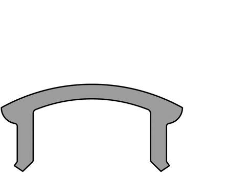 Gray arched support bracket or handle silhouette on a white background.