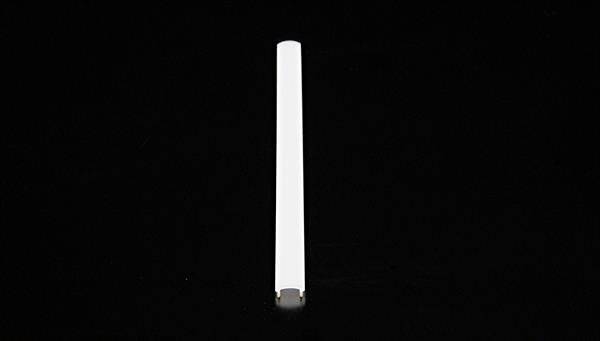 A narrow, white, vertical bar on a black background.