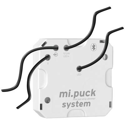 A square LED dimmer with four black cables, suitable for 12-24V systems. The dimmer features a Bluetooth symbol.