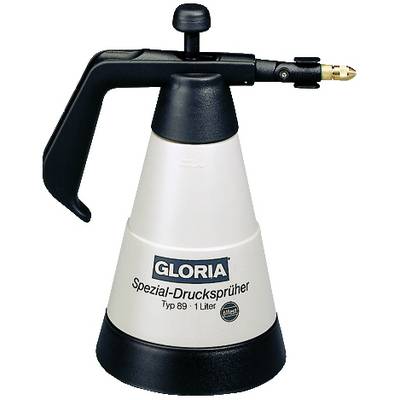 Hand Spray Pump 'GLORIA' Type 89, 1 litre. White cone with black handle and brass nozzle.