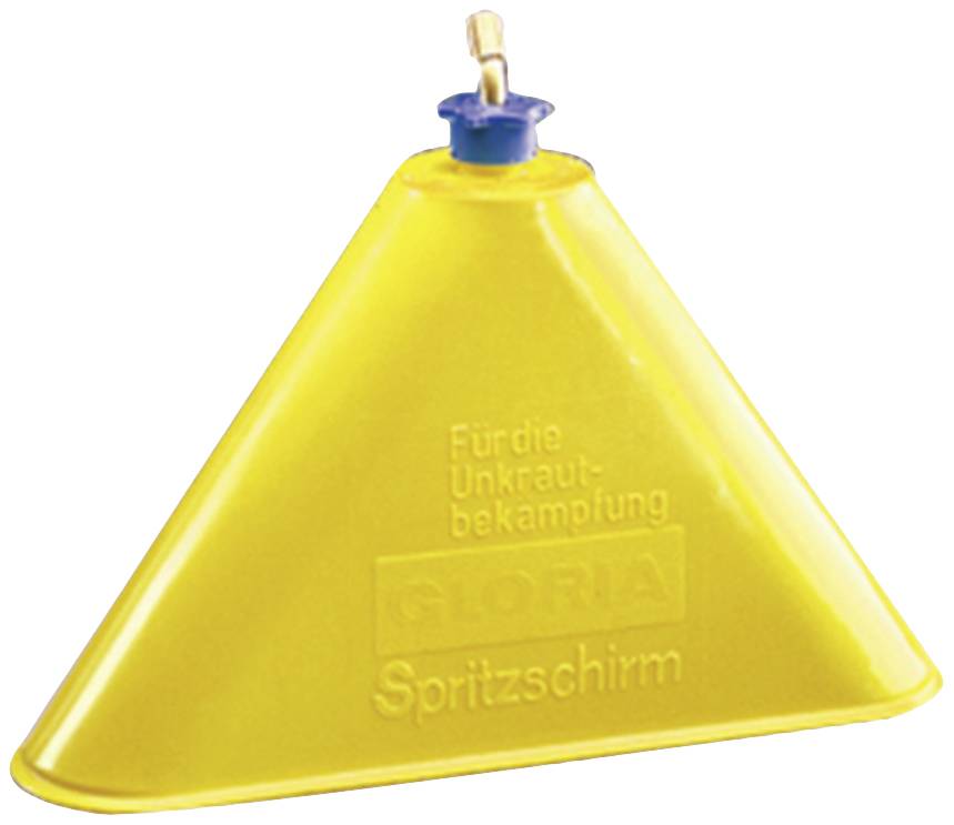 Yellow, triangular mud guard with print 'For weed control'.