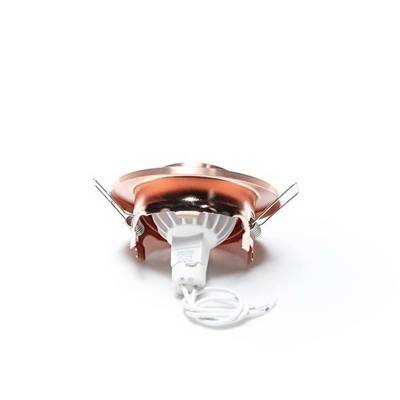A flat LED recessed ceiling light with a copper frame and white cable, viewed from the front.