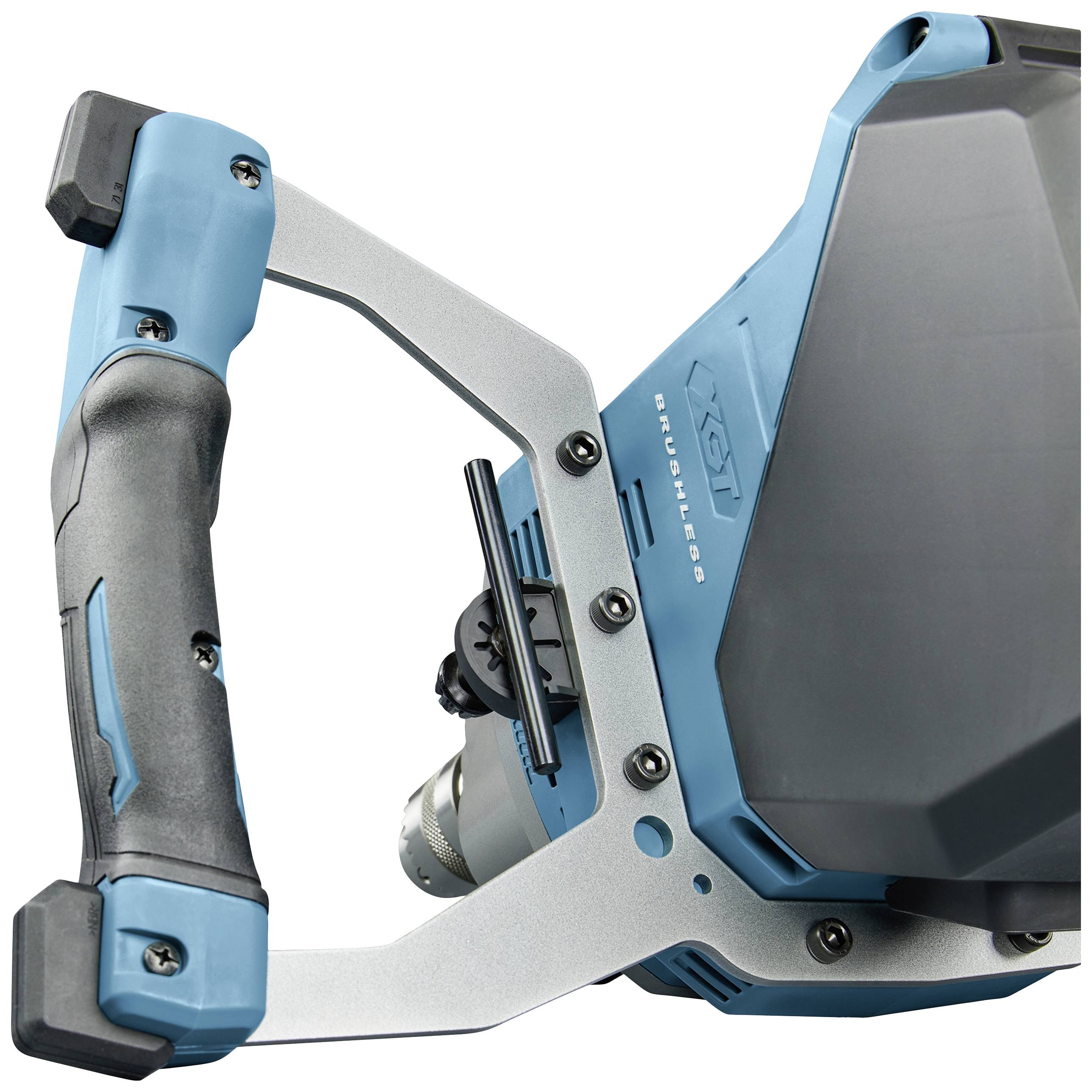 A blue drill with an ergonomic handle and brushless motor. Suitable for demanding construction work and repairs.