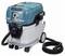 Industrial vacuum cleaner with wheels, blue and white body, flexible hose at the front. Brand label at the front and side.