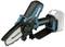 Small, cordless chainsaw in black and turquoise with Makita logo. Perfect for quick, straightforward sawing tasks.