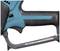 Excerpt of a blue and black electric tool with an ergonomically designed handle.