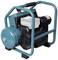 Electric compressor with blue protective frame and removable battery, suitable for mobile compressed air applications.