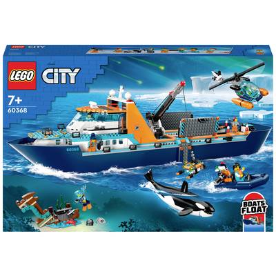 LEGO City Set: Icebreaker Ship in Stormy Seas. Includes Helicopter and Diving Equipment. Recommended Age: 7+.