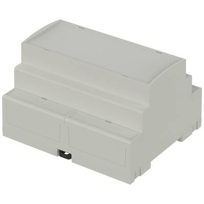 A grey, rectangular plastic enclosure, commonly used for electronic devices, with rounded edges and mounting options on the underside.