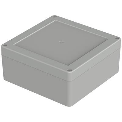 Rectangular grey plastic casing with rounded corners and central screw mounting on the lid.