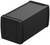 A rectangular black plastic enclosure with ribbed sides and rounded corners. It has removable end caps.