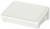 White, stackable plastic storage box with removable lid, perfect for storing small items.