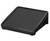 Black plastic laptop stands in triangular form with an angled platform.