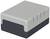 Grey-black rectangular electrical enclosure with rounded corners and ventilation slots, used for electronic assembly.