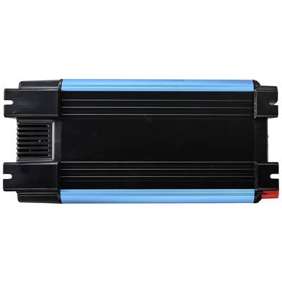 Black electrical device with blue side stripes, presumably a current transformer or amplifier, rectangular in shape.